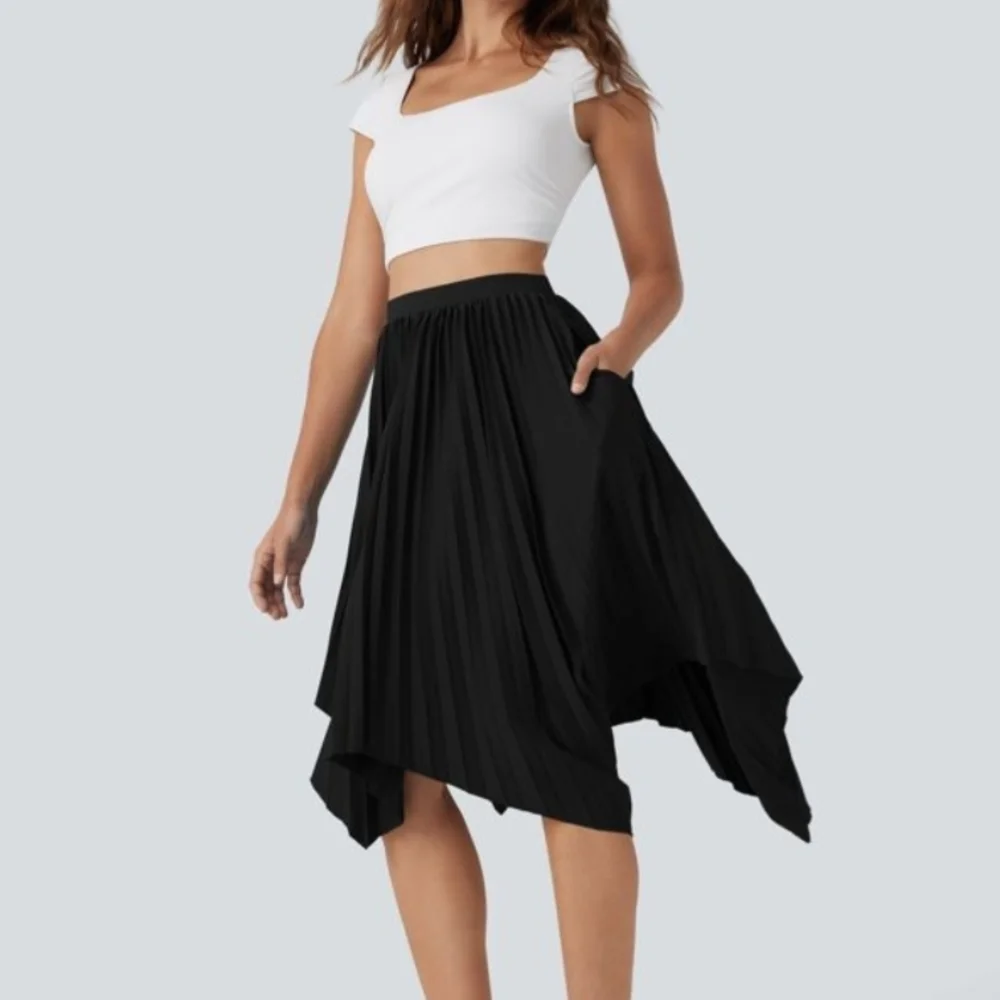 HALARA Black Asymmetrical Midi Skirt XS